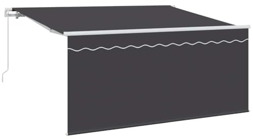 Coespram Tenda da sole retrattile color antracite, 300 x 200 cm, con braccio articolato, con telaio in alluminio, tenda da sole manuale, per terrazza, balcone e giardino, protezione dagli sguardi