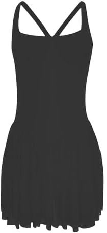 Robe de ballet décontractée avec bretelles réglables, sous-robe intégrée pour femme - Robe décontractée confortable au style élégant, Noir , L