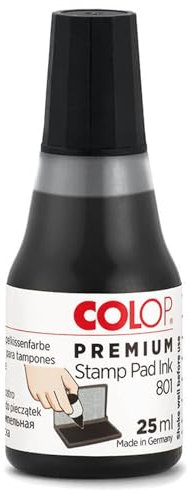COLOP Premium Stempelfarbe 801 schwarz, auf Wasserbasis, dermatologisch getestet, 15,5 x 6,20 x 8,00 cm