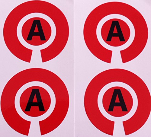 Crown Green Lawn Indoor Bowls Adhesive Lettered Coloured Marker Labels Set of 4 (Red, A)