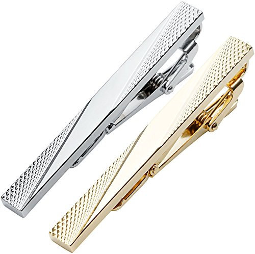 Zysta ein paar Herren Krawattennadel Krwattenklammer Set hochwetigen Geschenk Silber Gold aus Edelstahl (Stil 2)