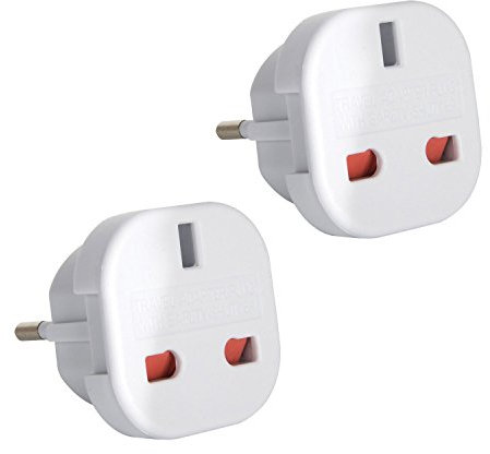 TEC UK - 2 x UK to EU Europe European Travel Adapter suitable for France, Germany, Spain, Egypt, China - Refer to Product description for Country list