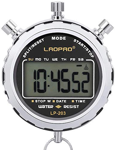 Stopwatch,1/100th Second Clock Daily Rainproof Digital Timer for Sports Match,Competition,Coach,Referee,Training,Timing (XJ-203)