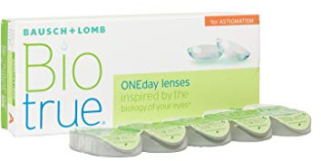 Bausch + Lomb Biotrue ONEday for Astigmatism Tageslinsen, torische Kontaktlinsen, weich, 30 Stück BC 8.4 mm/DIA 14.5 / CYL -0.75 / Achse 90/1 Dioptrien