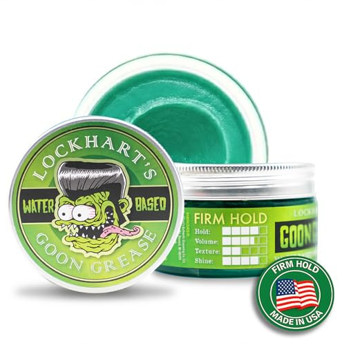 Lockhart’s Goon Grease - Water-Based Pomade – All Day Hold, High Shine Hair Pomade for Men – Washable, Strong Styling for Classic & Modern Looks - Citrus Cologne Scent - 3.4oz