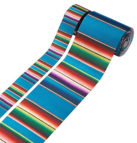 Pandahall 2 rouleaux de ruban Fiesta Mexican Serape Ruban rayures arc-en-ciel en gros-grain pour bricolage, emballage cadeau