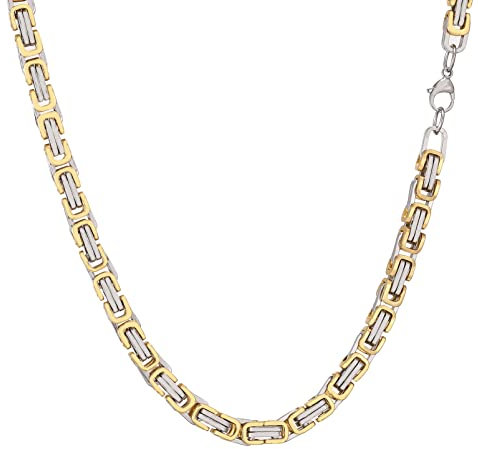 AFSTALR Herren Königskette Gold Schmuck für Herren ，Edelstahl Breit Herrenkette Männer 8mm Byzantinische Kette Halskette für Herren Länge 60cm