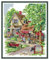 Cleana Arts Kreuzstich-Set, geprägt, komplettes Sortiment von Stick-Starter-Kits für Anfänger, DIY, 14 CT, 2 Stränge, bezaubernde Landschaft, 36 cm x 44 cm