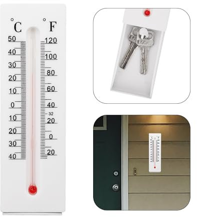 Cubierta de llaves exterior, termómetro decorativo para ocultar llaves de repuesto, compartimento de derivación, escondite secreto, corrector para monedas, plata