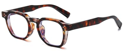 LJCZKA Glasögon med blåljusfilter runda män kvinnor, runda glasögon utan styrka retro antiblåljusglasögon fyrkantiga datorglasögon, leopard