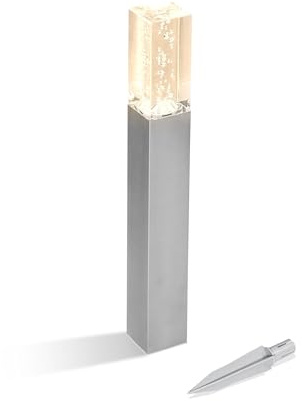 Esotec Solar Standleuchte Bubble Tower 50, Acrylblock mit Luftblasen, Akku, LED Außenleuchte, Wegeleuchte, Gartenlicht, Stehleuchte, Erdspieß, metall, schwarz, H=50cm, außen, wetterfest, 102555