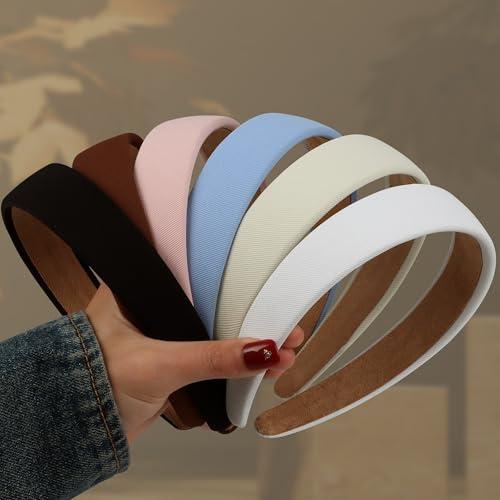 DiyJibb 6PCS Headbands for Women – 1 Inch Wide Non-Slip Elastic Hair Bands, Thick Solid Color Headbands for Girls & Women's Hair Accessories, Trendy Fall Style