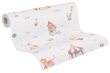 A.S. Création Kinderzimmer-Tapete Lilly & Luis - Strapazierfähige Vliestapete in Zirkus-Optik - 10,05 m x 0,53 m - Bunt - Made in Germany – 771481