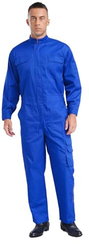 Sywiyi Tuta da lavoro lunga da uomo, tuta protettiva a maniche lunghe, con colletto alto, divisa, blu reale, L