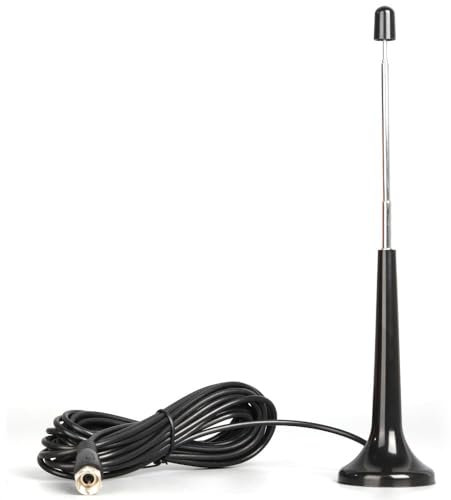 DAB FM Radio Antenna DAB Radio Aerial for Hifi System Indoor Telescopic Freeview TV Aerial with Magnetic Base Portable 3 Meter Cable Enhanced Reception for Tuners Stereo Amplifiers Home Cinema Systems