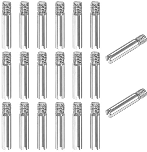 M METERXITY 20-Pack M4 x 20mm Slotted Cylindrical Pin Dowel, 304 Stainless Steel External Thread Locating Dowel Parallel Pins for Metal Devices/Wooden Projects [Silver Tone]
