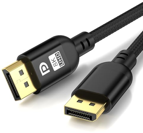 Diyanisly 8K DisplayPort Cable 5M, Braided High-Speed DP 1.4 Cable, Support 32.4Gbps 8K@60Hz 4K@120Hz 2K@240Hz, High Refresh Rate Durable Flexible Cord for HDR DSC, Gaming Monitor/Graphics Card etc