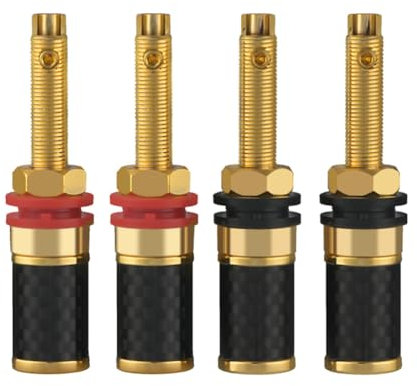 Fuhjythy 4Pcs HiFi Audio Binding Post Female Banana Jack Connector AMP Banana Plug Socket Long Column Without Welding