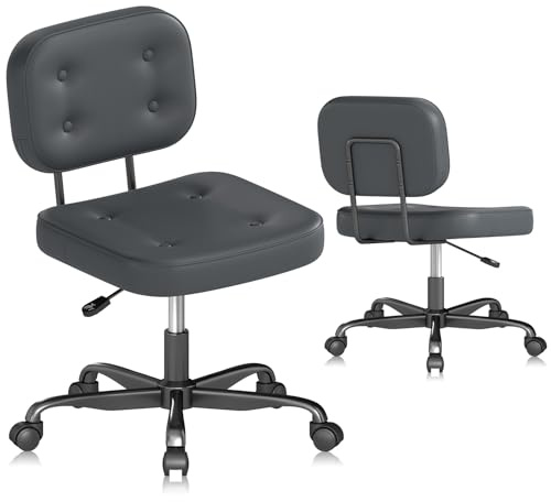 AnyGod Skrivstol utan armstöd, kompakt snurrstol med hjul och höjdjusterbar, ergonomisk datorstol för små rum och sminkbord