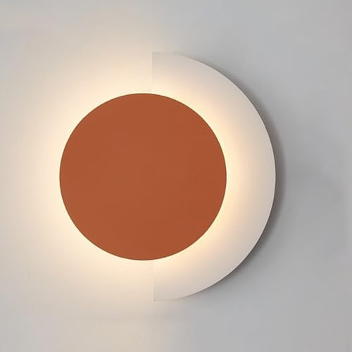 MEVZHH Lámparas de Pared, Led Interior de la Pared de la Luz de Metal Moderno Redondo de la Pared de la Lámpara de Hierro con de la Sombrilla de la Lámpara de la Cama 9W Y Naranja Sconce Decorativo pa