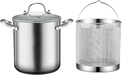 WOTZOV Pentola per asparagi da 5 Litri, vaporiera per Pasta in Acciaio Inossidabile 304 con cestello e Coperchio, Multiuso per asparagi, Verdure, Spaghetti e Altro Ancora