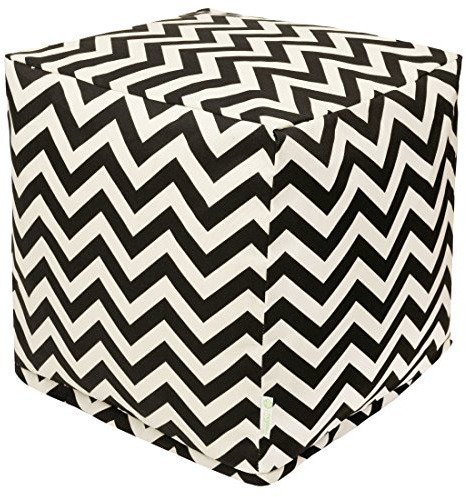 Majestic Home Goods Black Chevron Indoor/Outdoor Bean Bag Ottoman Pouf Cube 17 L x 17 W x 17 H