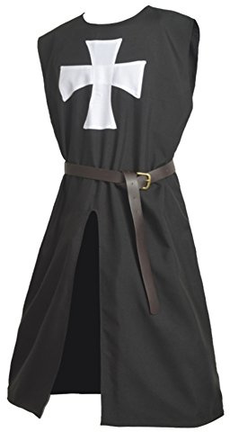 BLESSUME Medeltida riddare, tunika, kostym, korsriddare, tempelriddare, karneval, LARP Cospaly