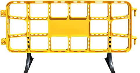 ADO - Valla de plástico obra peatonal en color amarillo, valla reforzada con patas extraíbles de 2 metros (1- Valla amarilla)
