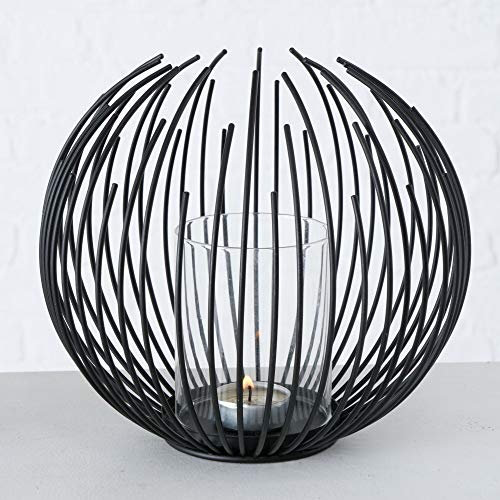 Windlicht Kerzenhalter mit Glaszylinder Eisen schwarz H 20 cm Ø 24 cm