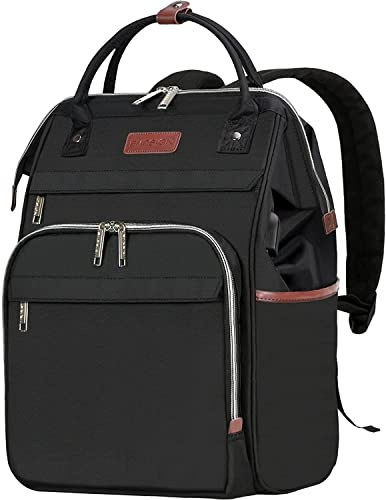 EMPSIGN 15.6 Inch Laptop Backpack for Women, Computer Travel Business Work Bag, Water Repellent College Casual Daypack with USB Port, Black