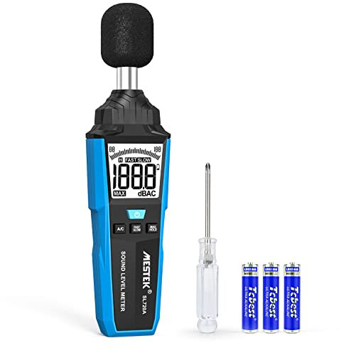 Sonometro, MESTEK Medidor Decibelios Portátil, de 30 dB a 130 dB, Pantalla LCD A/C Ponderado, se Puede Utilizar en Hogares, Fábricas y Carreteras