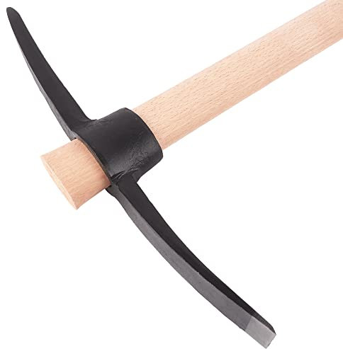 Bauster® Pioche pointue avec manche en bois, équipée des deux côtés, pioche combinée pour ameublir les sols durs, binette de jardin utile pour briser les murs, pioche (1,5 kg)