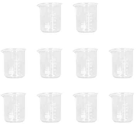 10 St Glasbägare, Scientific Glass Bägare Mätbägare, Scientific Glasvaror för Laboratorieklassrum eller Hemmabruk, 50mL
