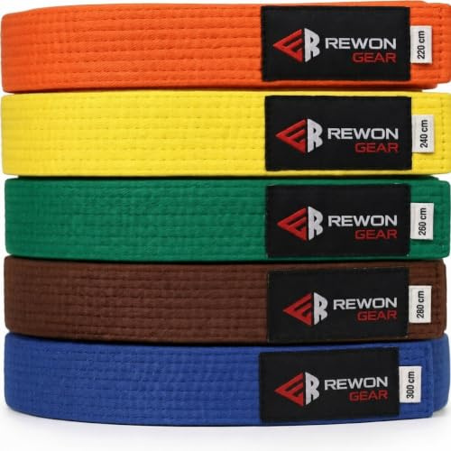 Rewon Gear Karate kampsport och Taekwondo-bälte (gul, 6/310 cm)