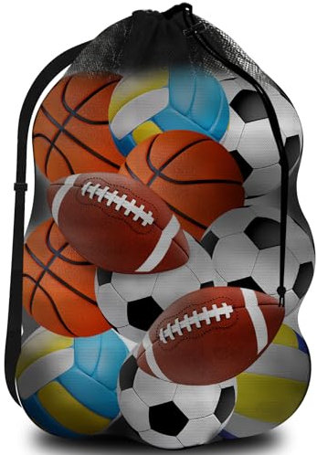 Ballsack, Extra Große Sportballtasche aus Netzstoff, Sportballtasche mit Tasche, Tasche für Fußballmannschaftsbälle, Basketballtaschen, Sportnetztasche für Fußball, Fußball, Volleyball(100 x 78 cm)