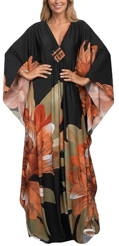 AIEOE Mujer Maxi Albornoz Estilo Bohemio Caftán Vestido de Playa Largo Playa Loungewear Verano Un Talla Grande Color 07