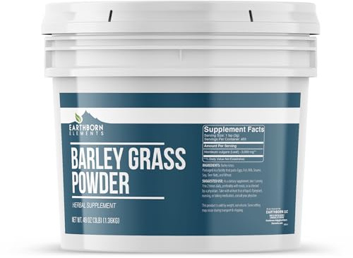 Earthborn Elements Barley Grass Powder, Gallon Bucket, Herbal Supplement, Pure & Undiluted (48 Ounce)