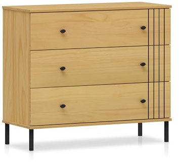 moebel-eins AYKO Sideboard I, Material Massivholz, Kiefer eichefarbig lackiert
