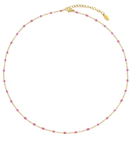 HMOOY Collier ras du cou en perles colorées pour femmes, collier ras du cou en perles rondes plaqué or 14K, bijoux de mariage de plage et de bal de promo (Or, rose)