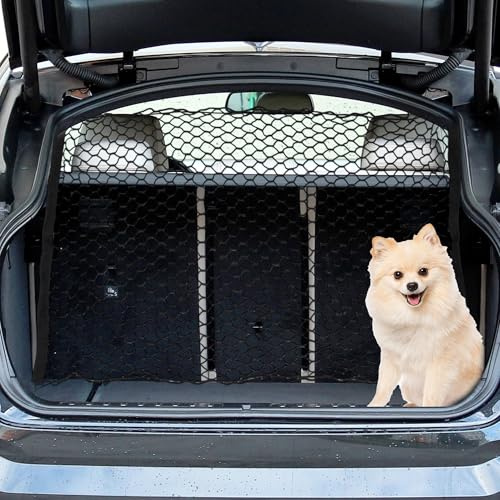 GLIDESMOOTH Dog Car Net Barrier, with Hook, Pet Barrier Car Net, for SUV Pickup Small Car, Mesh Dog Car Net Barrier, Black, 51.18x35.43