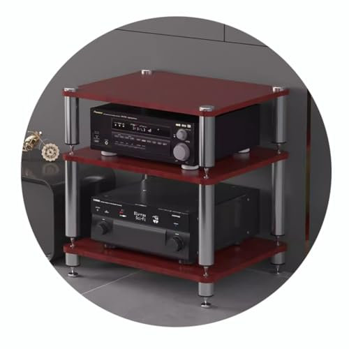 2/3/4-nivåer HiFi-rack AV-hylla HIFI-stativ Skivspelare Stativ-enheter Skåp Ljudställ med stötdämpande fötter- Audio Video-komponenter (Färg: Rood, Storlek: 60 * 48 * 60cm(3-nivå))