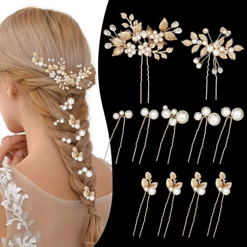 CWJCYTNSN 11 PCS Wedding Hair Pins Bride Headpiece Pearl Wedding Hair Accessories Flower Hair Styling Pins for Bridesmaids Girls