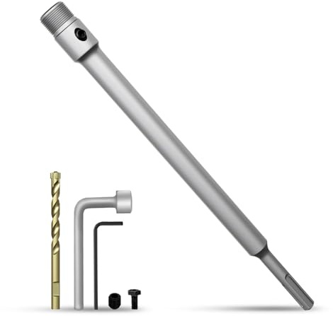 METOTY Rallonge SDS PLUS de 400 mm avec tige de réception pour couronne de forage avec foret de centrage, 8 x 110 mm