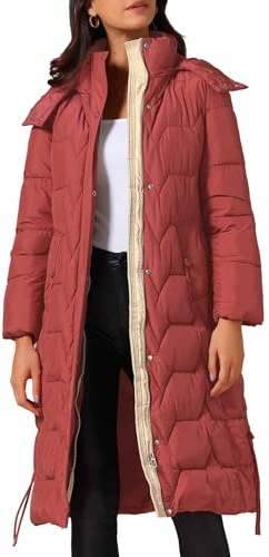 Allegra K Piumino Lungo Invernale Da Donna Con Cappuccio E Cerniera Giacche E Cappotti Rosso XS