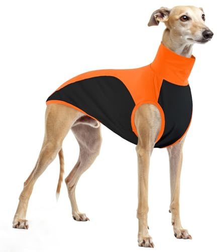 Greyhound Camisa para perro, chaleco transpirable para perro, pijama Whippet, jersey para perro, Windhound, chaleco deportivo sin mangas, algodón, camisa suave para perro (naranja, L)
