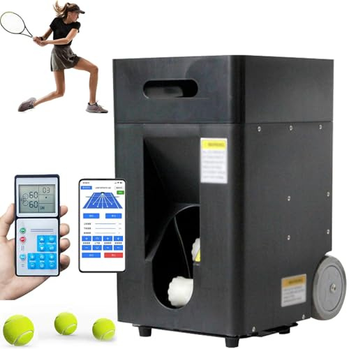 Lanceur de balle de tennis portable avec télécommande, angle de lancement réglable, manche télescopique et batterie de 2 à 4 heures, idéal pour l'entraînement et la pratique