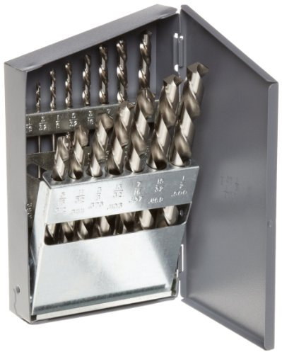 Chicago Latrobe 69881 150L Left-Hand (Reverse) Flute High-Speed Steel Jobber Length Drill Bit Set, Uncoated, 118 Degree Conventional Point, 15-Piece