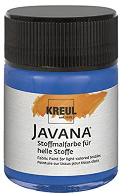 KREUL 91907 - Javana Stoffmalfarbe für helle Stoffe, 50 ml Glas in royalblau, geschmeidige Farbe auf Wasserbasis mit cremigem Charakter, dringt fasertief ein, waschecht nach Fixierung