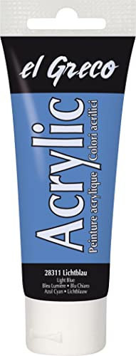KREUL 28311 - El Greco Acrylic, 75 ml Tube in lichtblau, hochpigmentierte, glänzende Acrylfarbe in Studienqualität, buttrig vermalbar, für pastose Malerei
