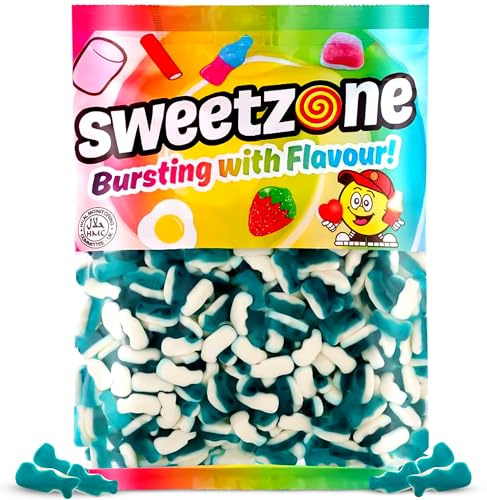 Sweetzone Mini Dolphin Fruit Jellies 1kg Halal | Halal mini blue dolphin gummies and foam sweets, fruity jelly, bulk 1kg bag, party pick and mix, kids and adults candy
